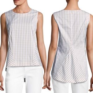Lafayette 148 Melina Gingham Hi-Lo Top
